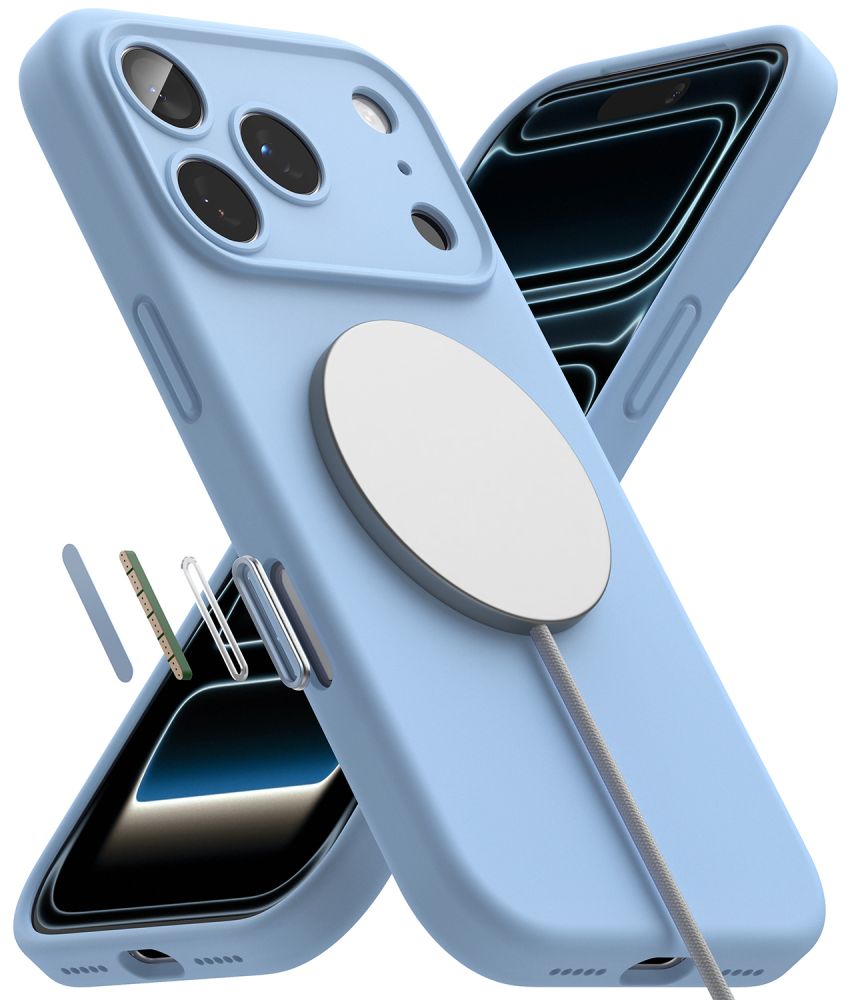 Ringke MagSafe-etui i silikone til iPhone 18 Pro – lyseblåt