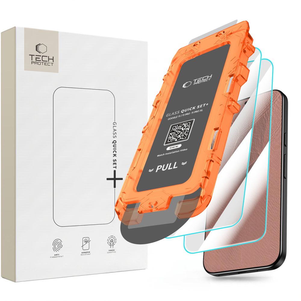 Tech-Protect Quick Set+ 2-pack härdat glas till Google Pixel 9 / 9 Pro / 10 / 10 Pro / 11 / 11 Pro