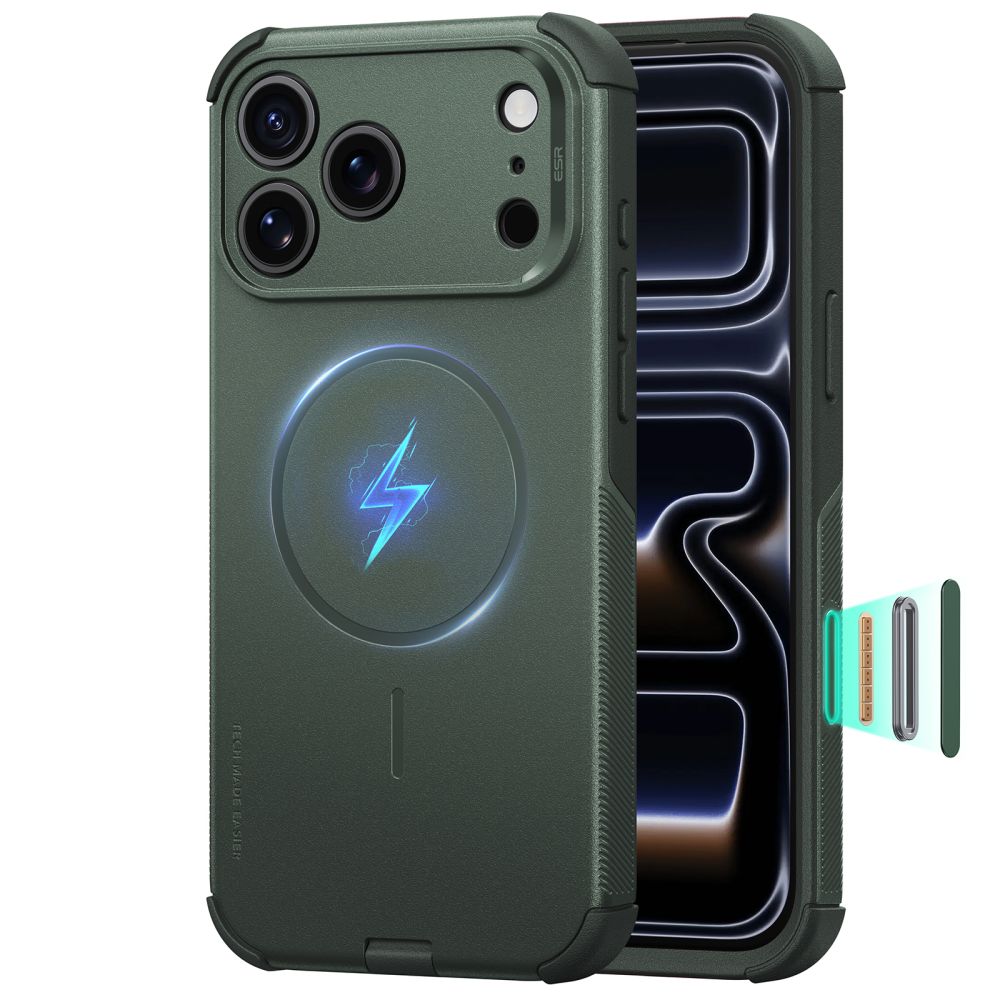 ESR Cyber Tough MagSafe-fodral för iPhone 18 Pro / 17 Pro – Grönt
