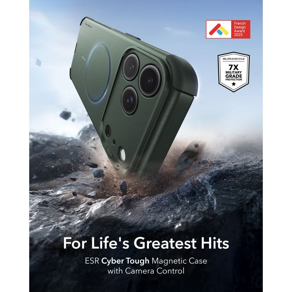 ESR Cyber Tough MagSafe-etui til iPhone 18 Pro / 17 Pro – Grøn