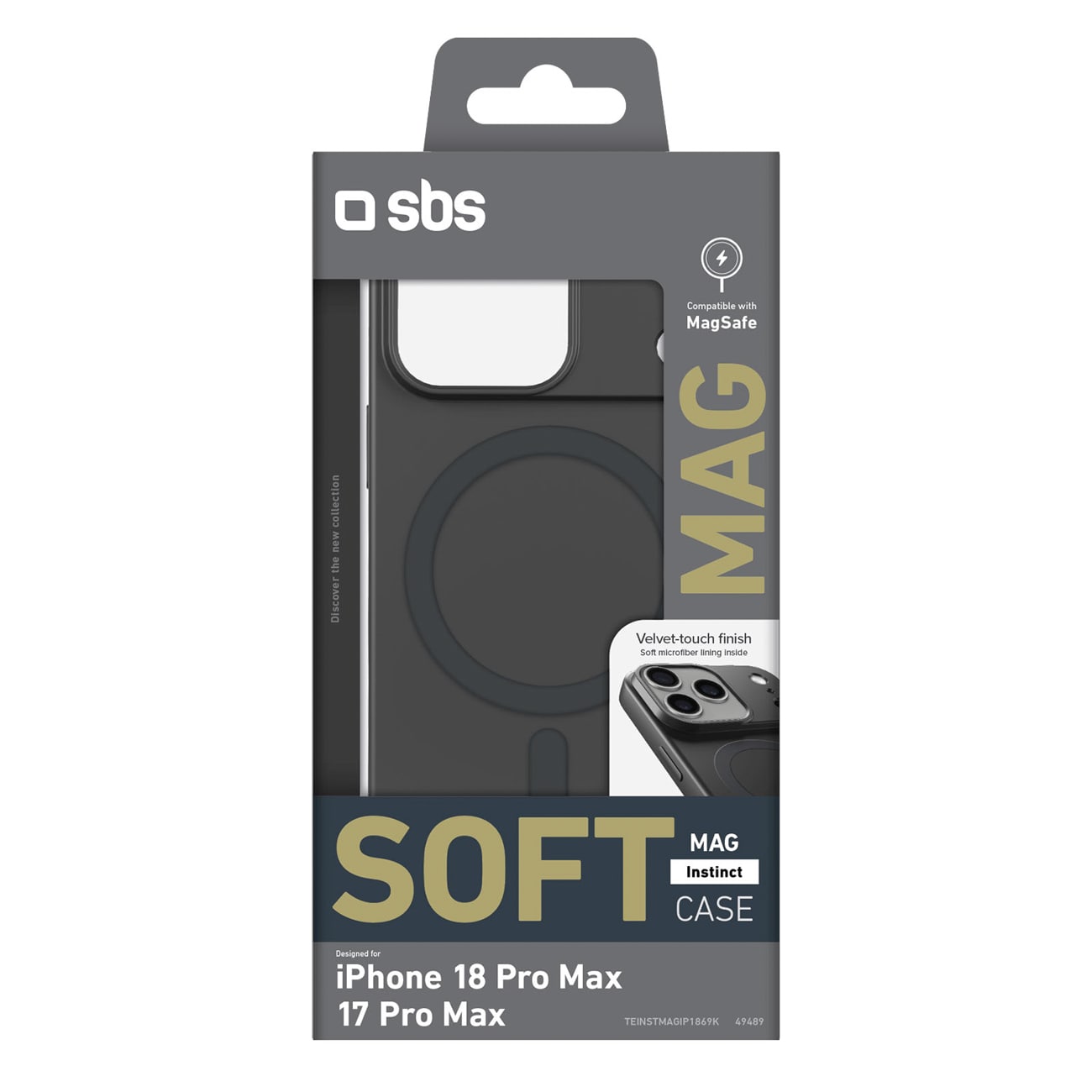 SBS Instinct Mag-etui til iPhone 18 Pro Max / 17 Pro Max – kompatibelt med MagSafe – sort
