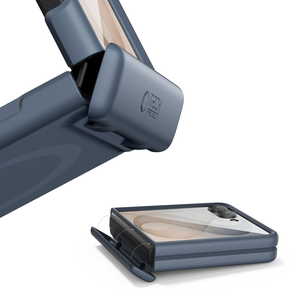 Tech-Protect Kevlar Aura MagSafe-etui til Samsung Galaxy Z Flip 8 – marineblå