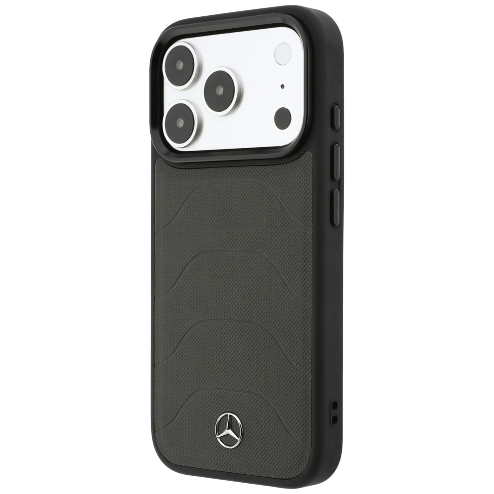 Mercedes læder-mesh-etui med sløjfe og MagSafe til iPhone 18 Pro Max / 17 Pro Max – mørkegrå