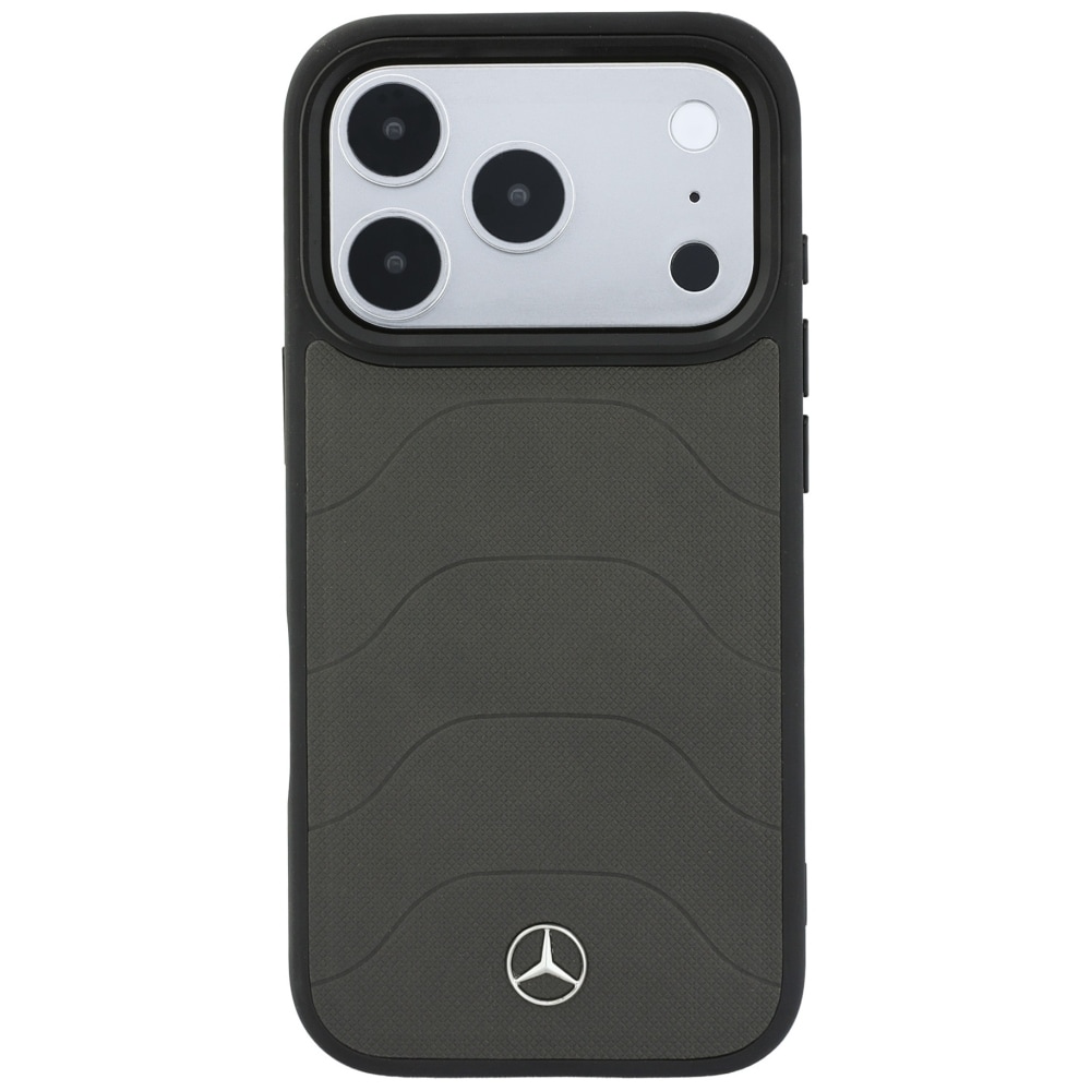 Mercedes læder-mesh-etui med sløjfe og MagSafe til iPhone 18 Pro Max / 17 Pro Max – mørkegrå