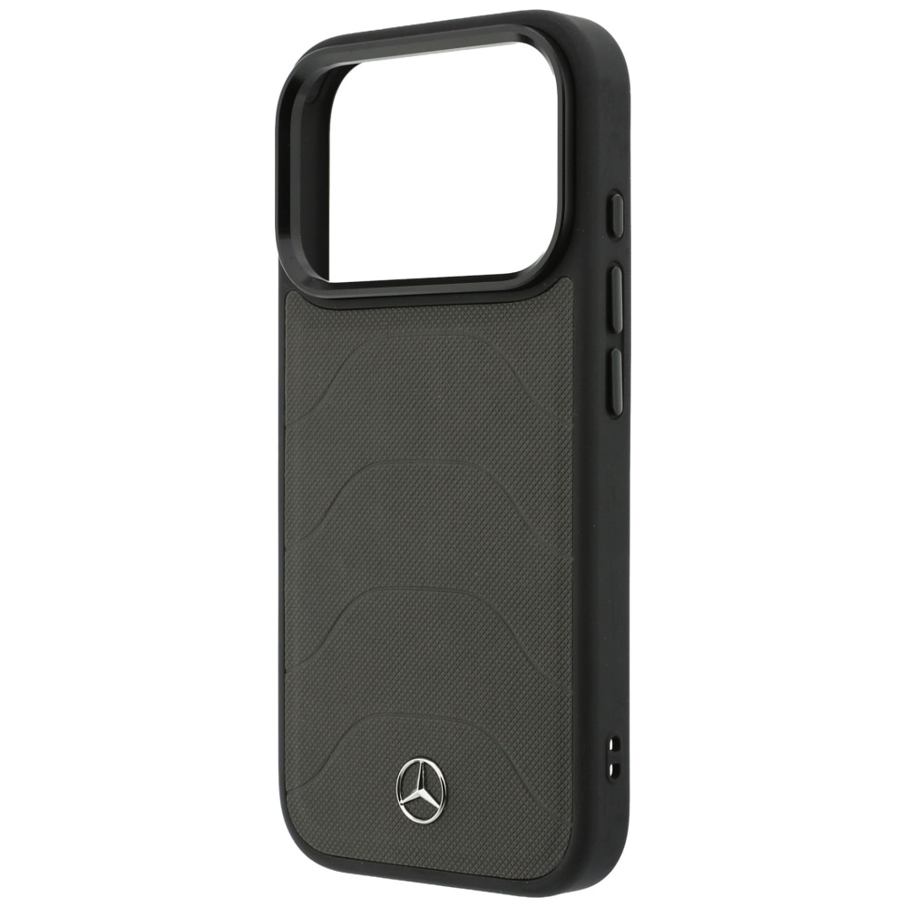 Mercedes læder-mesh-etui med sløjfe og MagSafe til iPhone 18 Pro Max / 17 Pro Max – mørkegrå