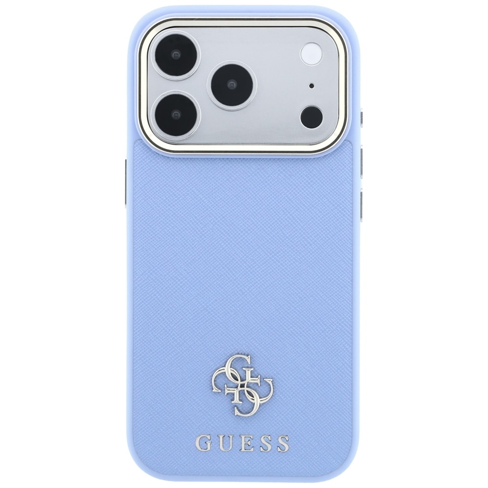 Guess Saffiano Small 4G & Classic Logo MagSafe-etui til iPhone 18 Pro Max / 17 Pro Max – Lys blå