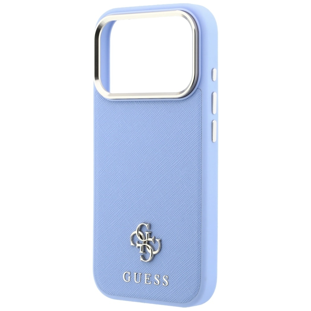 Guess Saffiano Small 4G & Classic Logo MagSafe-etui til iPhone 18 Pro Max / 17 Pro Max – Lys blå