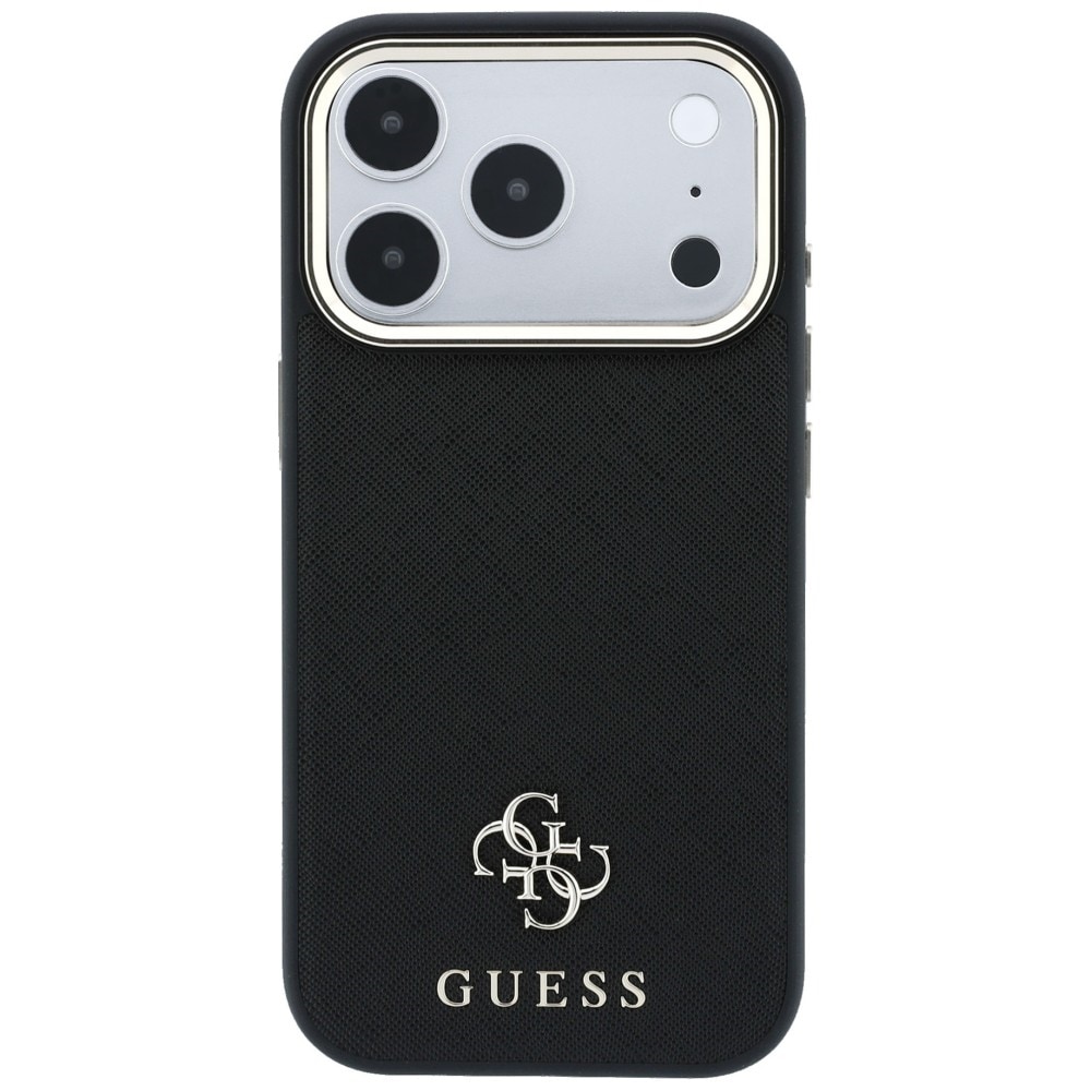 Guess Saffiano Small 4G & Classic Logo MagSafe-etui til iPhone 18 Pro / 17 Pro – Sort