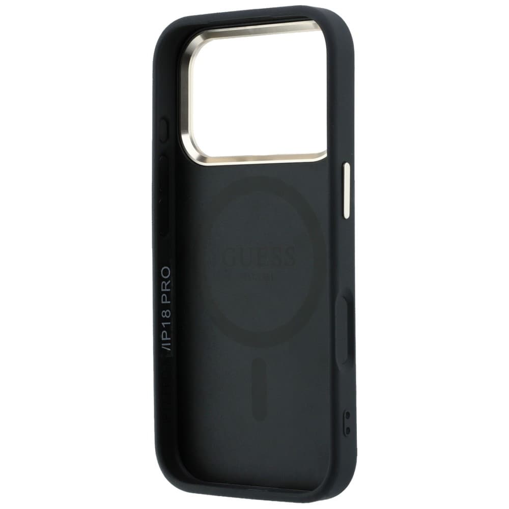 Guess Saffiano Small 4G & Classic Logo MagSafe-etui til iPhone 18 Pro / 17 Pro – Sort