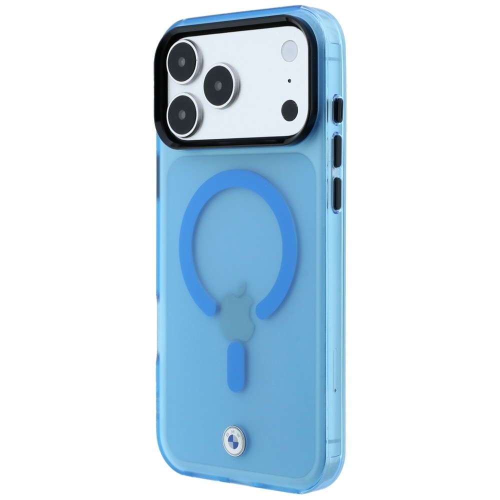 BMW Sign MagSafe-etui med frostet IML og metal-logo til iPhone 18 Pro / 17 Pro – Blå