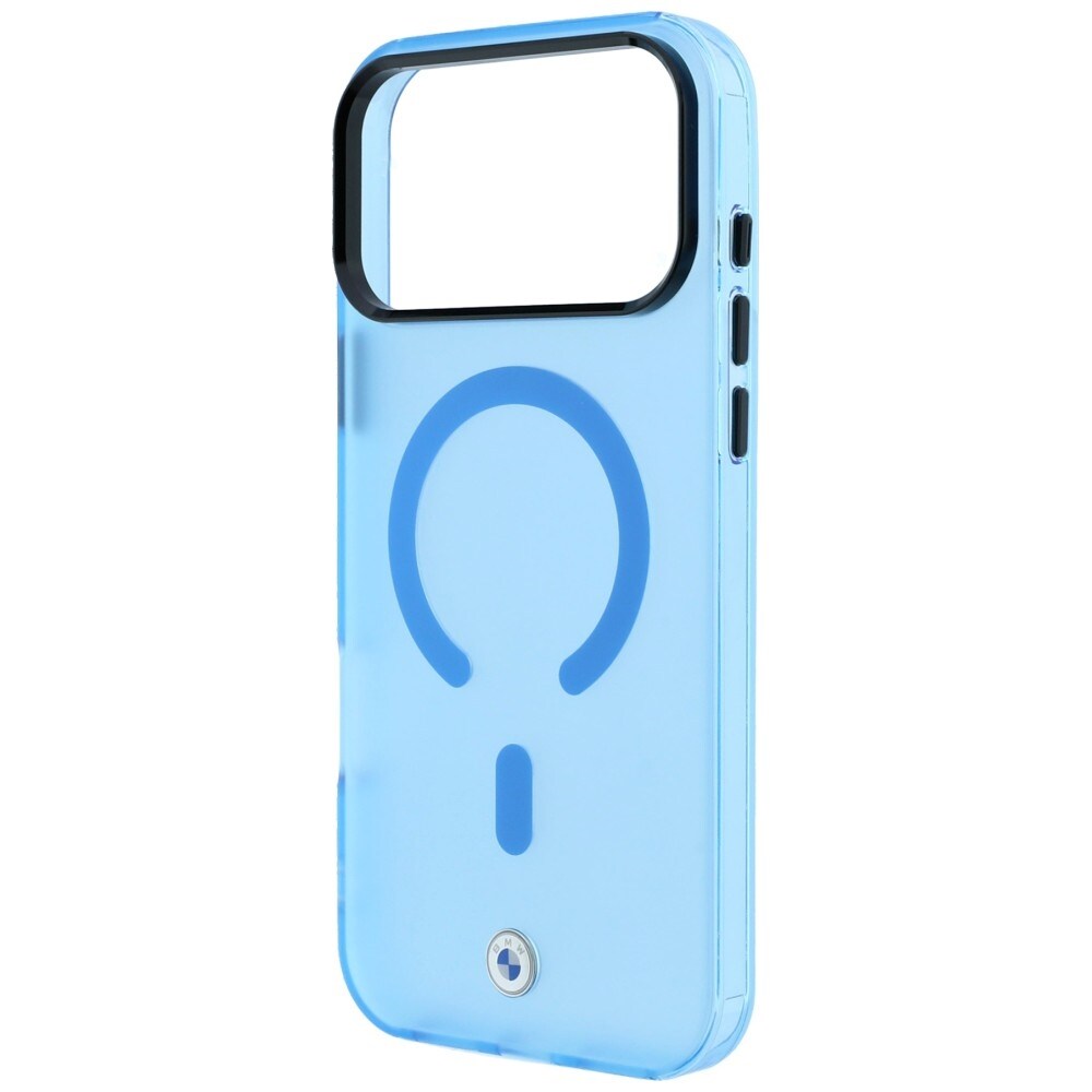 BMW Sign MagSafe-etui med frostet IML og metal-logo til iPhone 18 Pro / 17 Pro – Blå