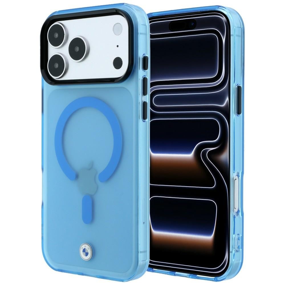 BMW Sign MagSafe-etui med frostet IML og metal-logo til iPhone 18 Pro Max / 17 Pro Max – Blå