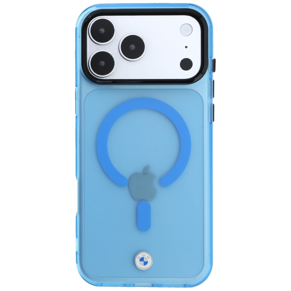 BMW Sign MagSafe-etui med frostet IML og metal-logo til iPhone 18 Pro Max / 17 Pro Max – Blå