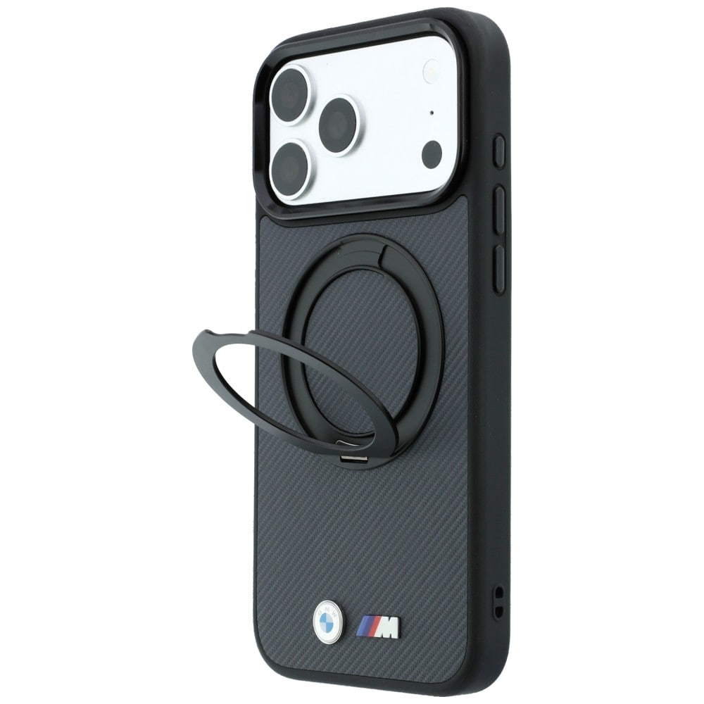 BMW Kevlar Ring Stand 360 MagSafe-etui til iPhone 18 Pro Max / 17 Pro Max – mørkegrå