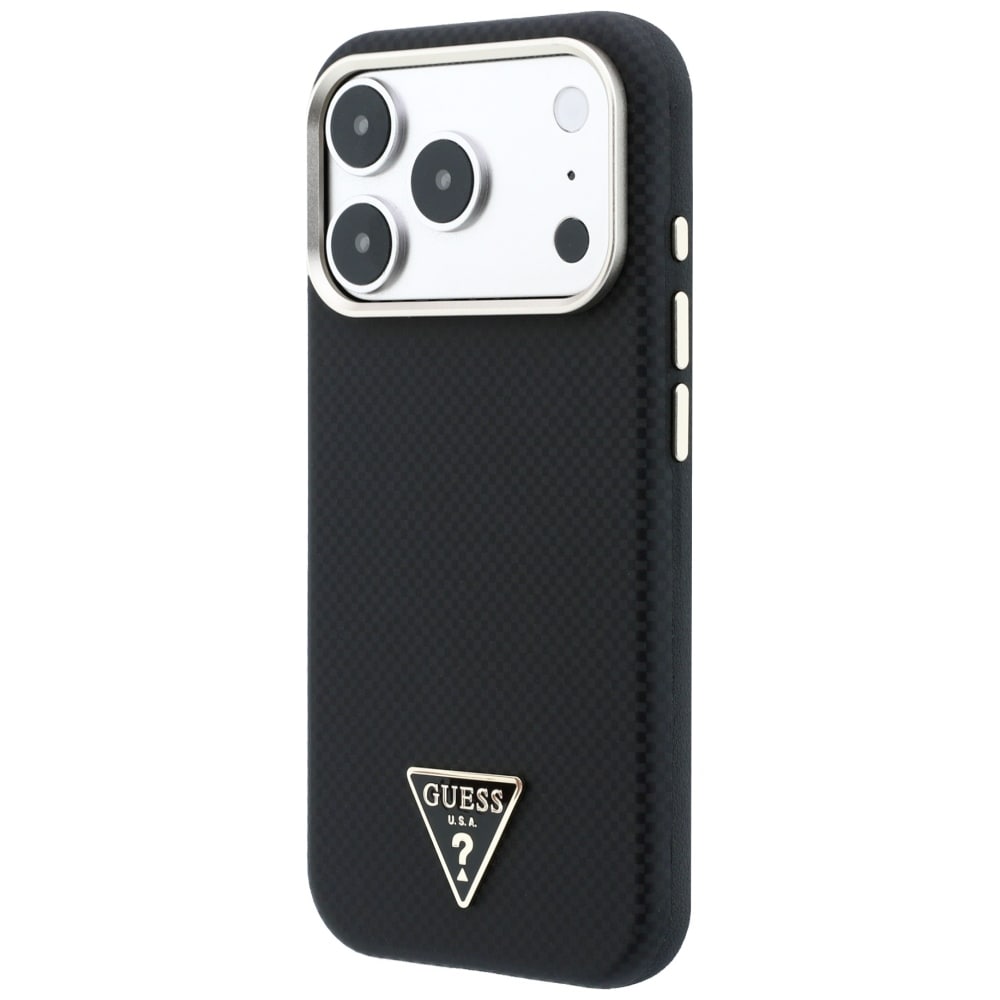 Guess Kevlar-etui med trekantet logo og MagSafe til iPhone 18 Pro Max / 17 Pro Max – Sort