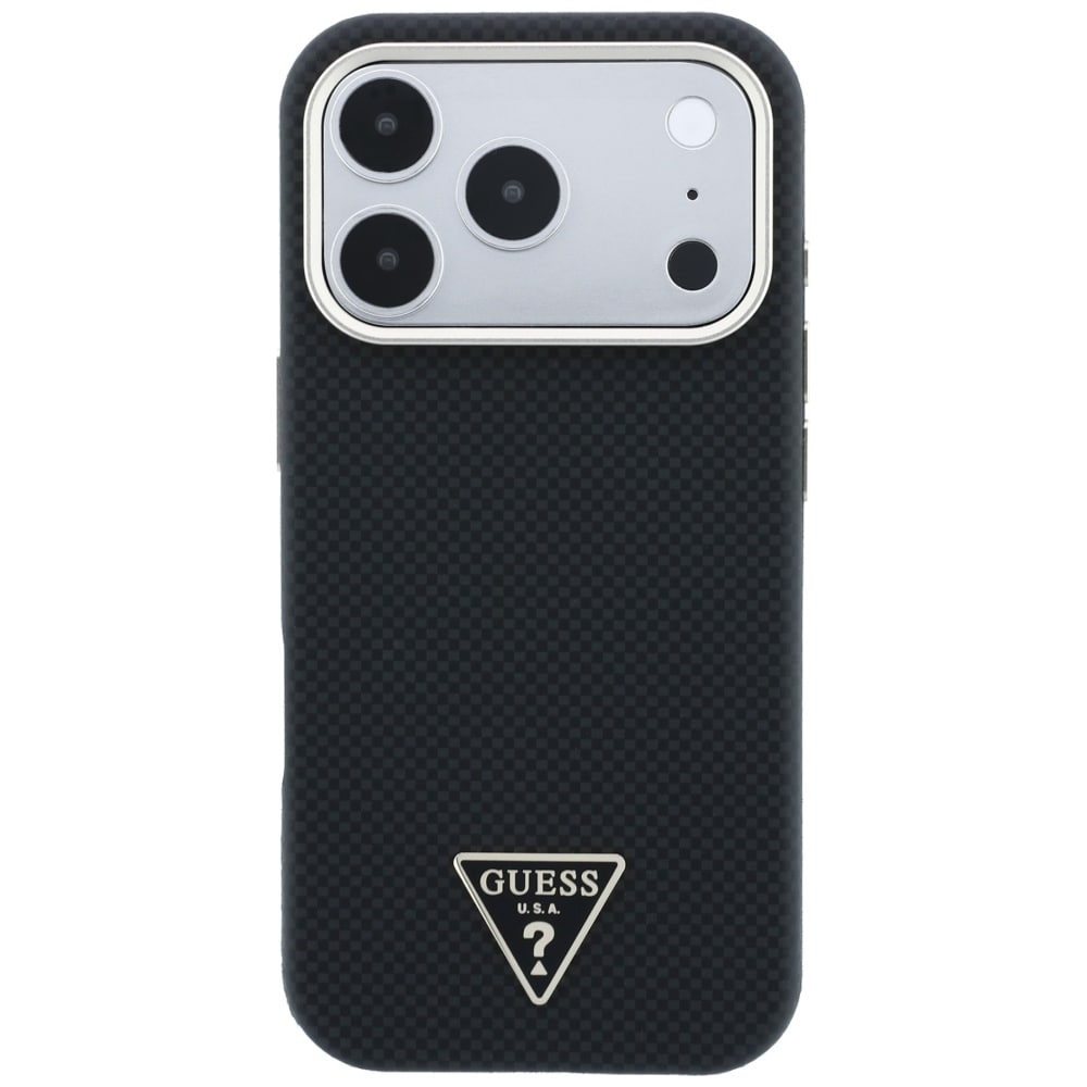 Guess Kevlar-etui med trekantet logo og MagSafe til iPhone 18 Pro Max / 17 Pro Max – Sort