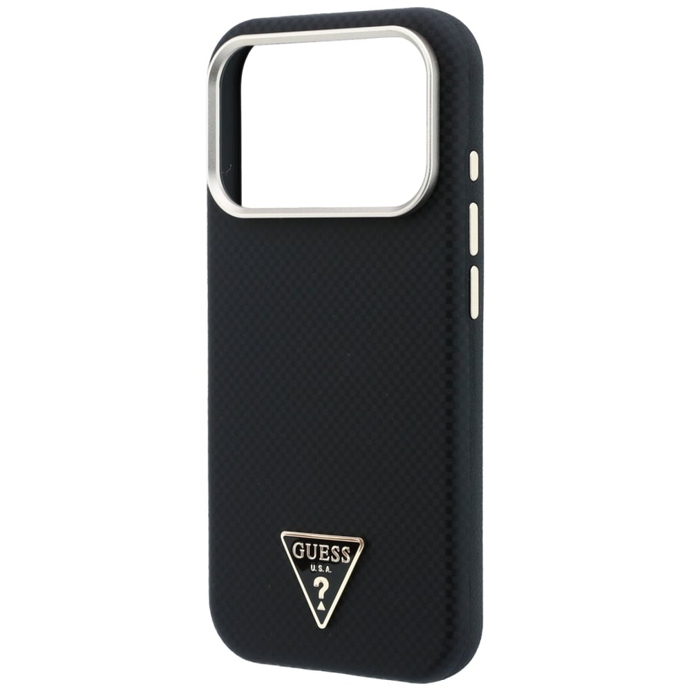 Guess Kevlar-etui med trekantet logo og MagSafe til iPhone 18 Pro Max / 17 Pro Max – Sort