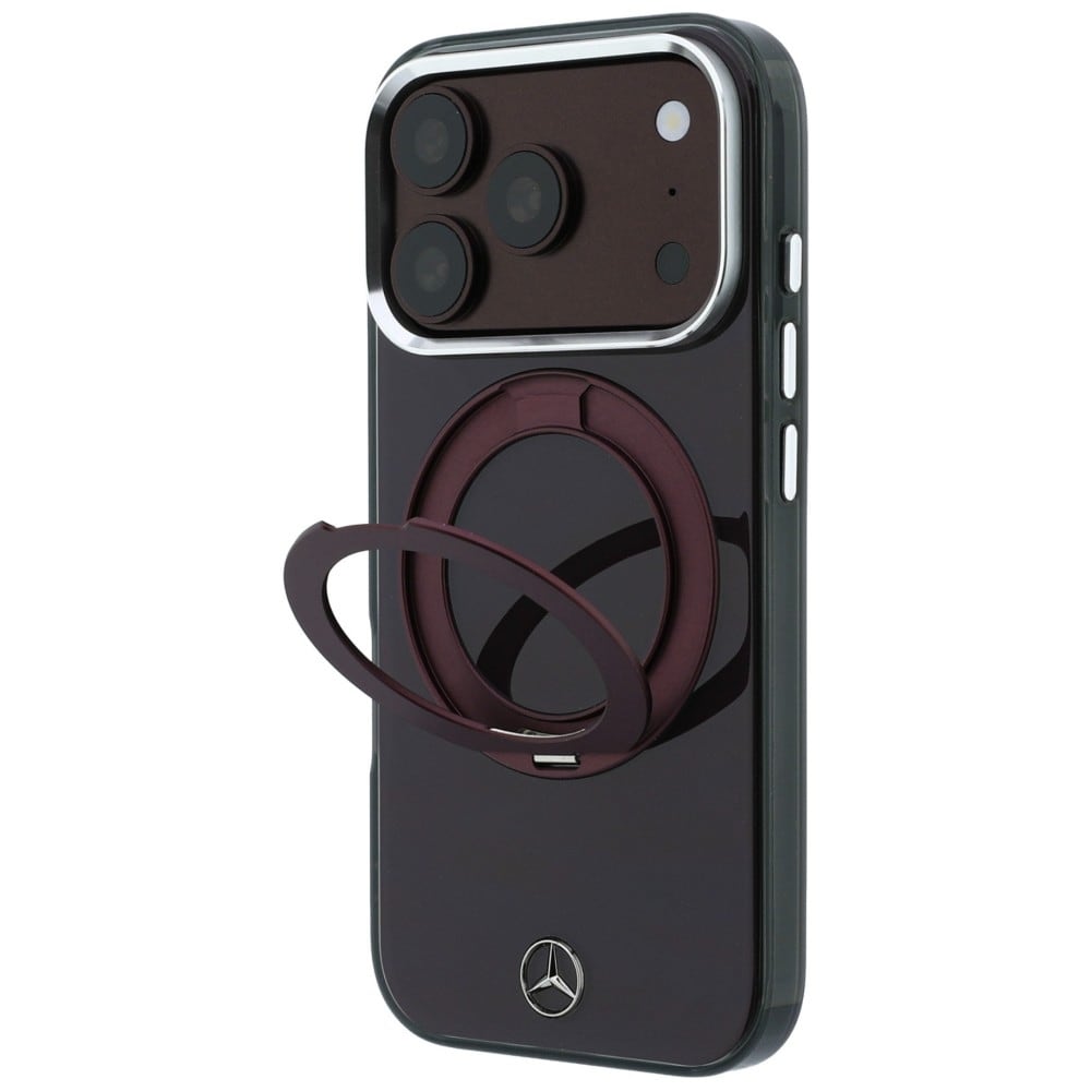 Mercedes Ring Stand Iconic Logo MagSafe-etui til iPhone 18 Pro / 17 Pro – burgunder