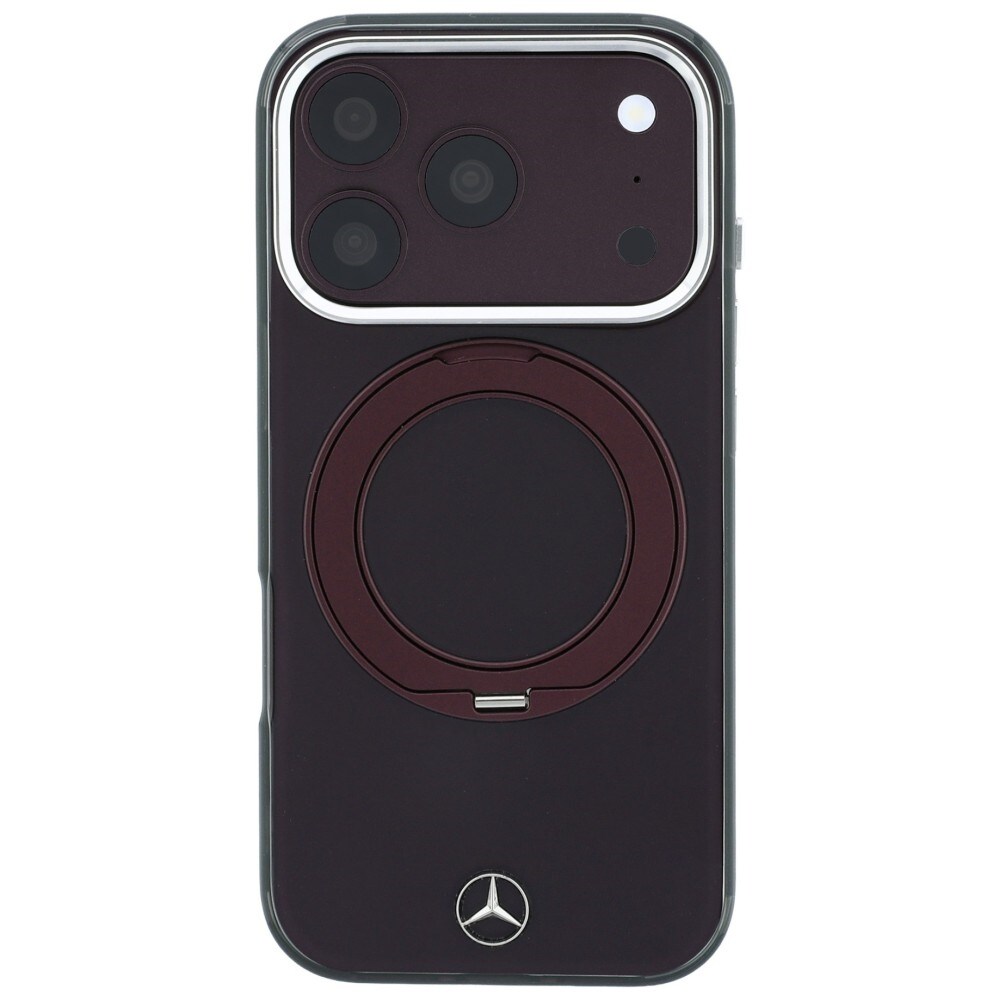Mercedes Ring Stand Iconic Logo MagSafe-etui til iPhone 18 Pro / 17 Pro – burgunder