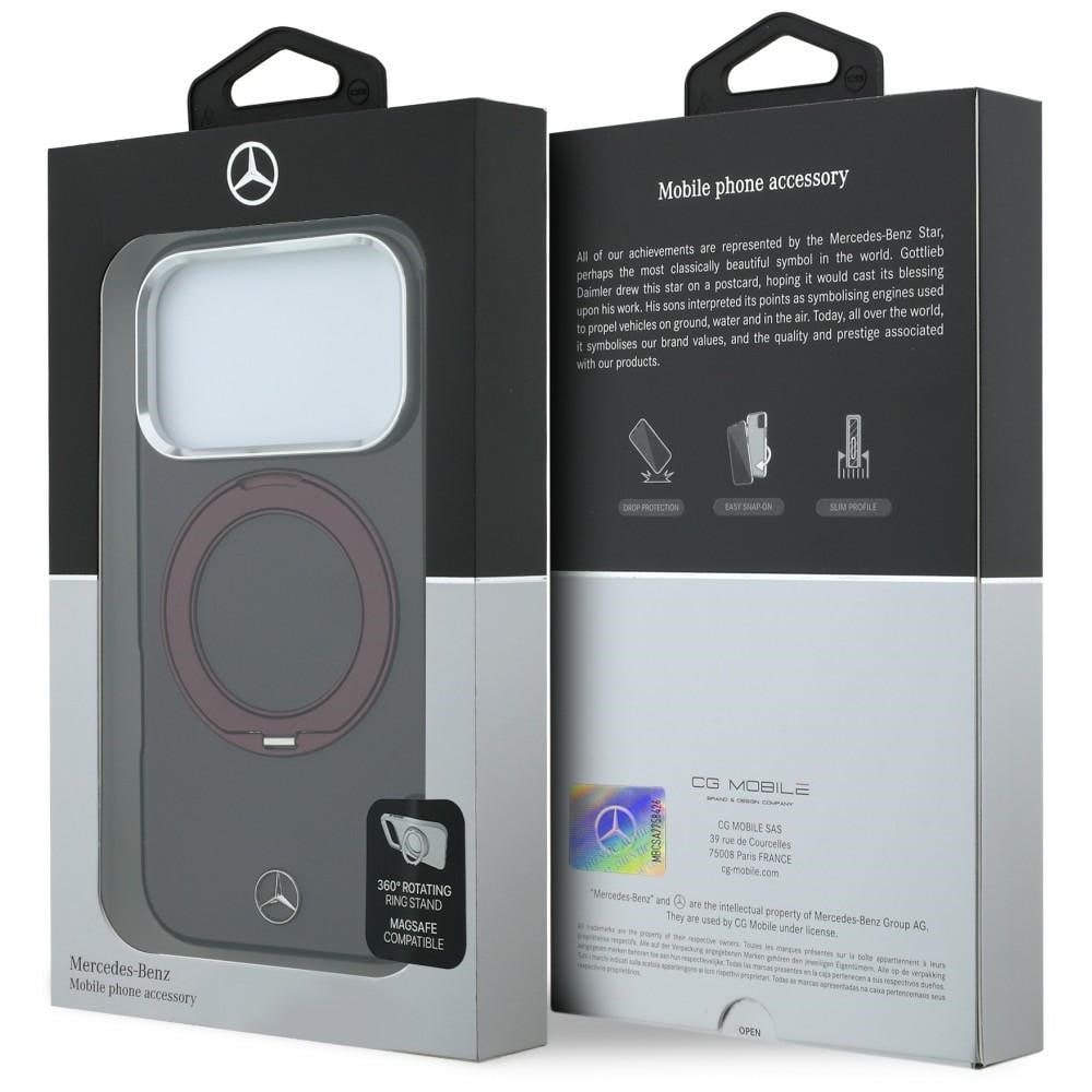 Mercedes Ring Stand Iconic Logo MagSafe-etui til iPhone 18 Pro / 17 Pro – burgunder