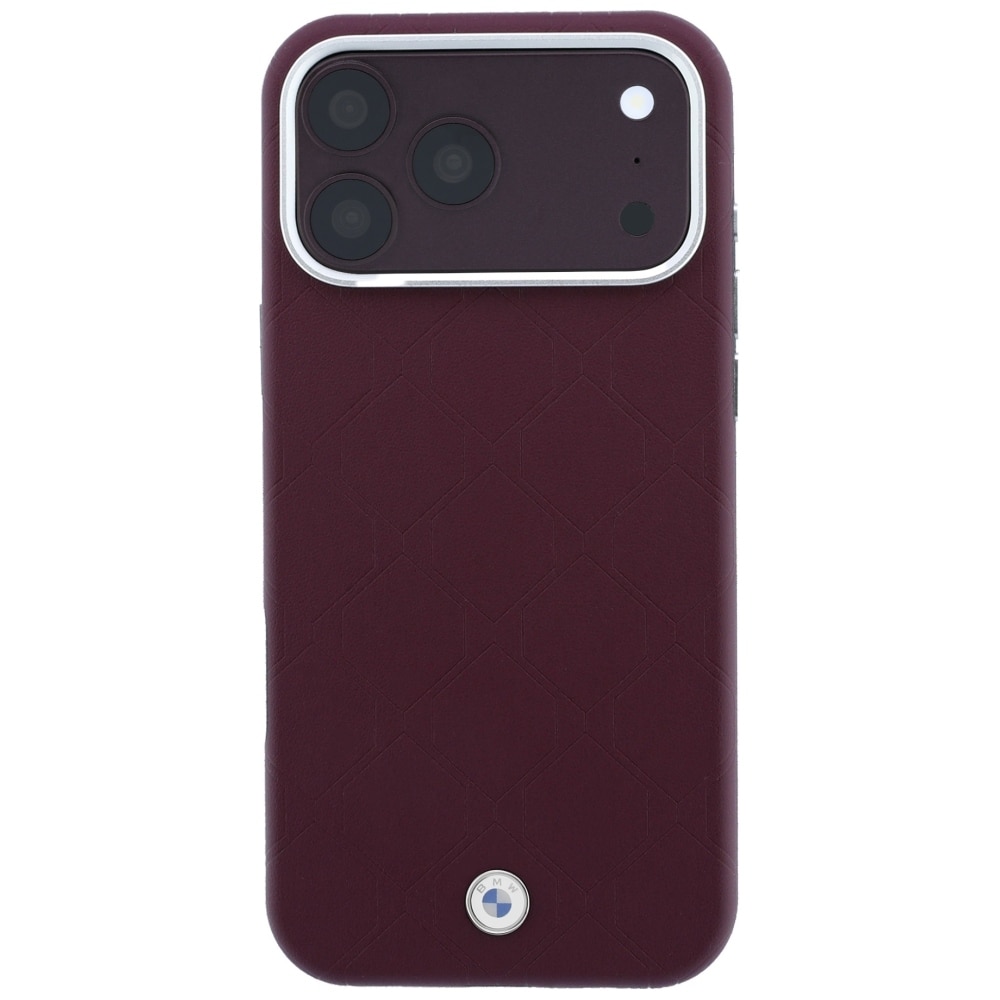 BMW Sign MagSafe-etui med præget, quiltet metal-logo til iPhone 18 Pro Max / 17 Pro Max – burgunder