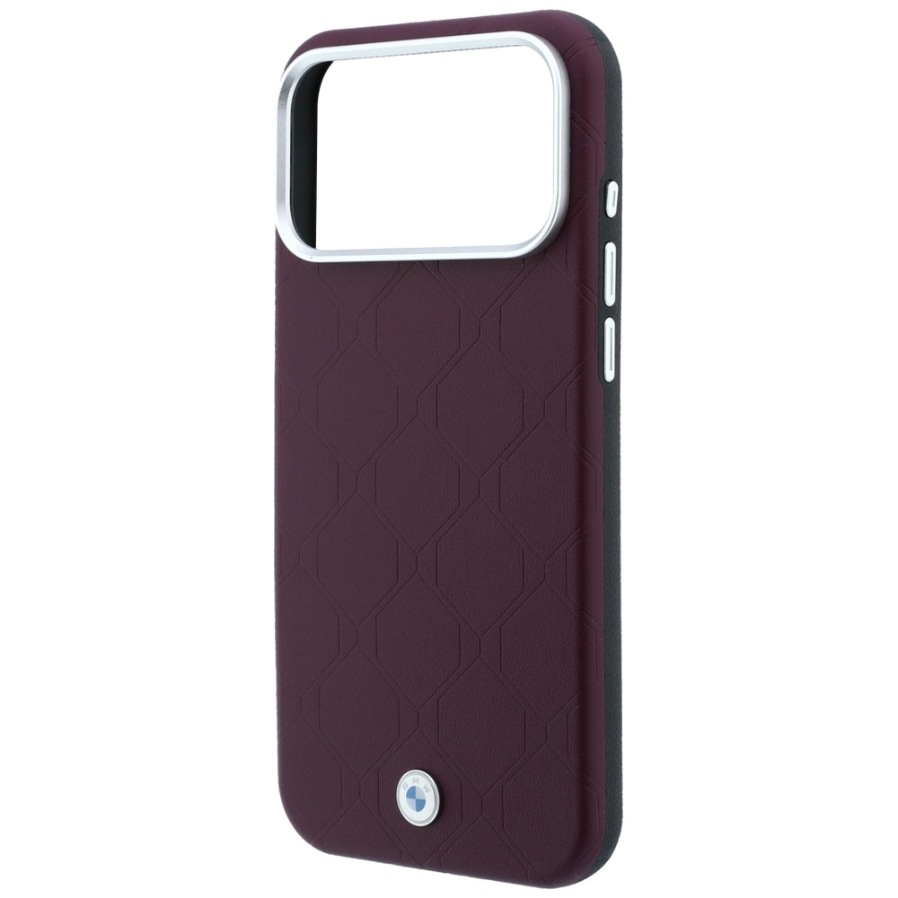BMW Sign MagSafe-etui med præget, quiltet metal-logo til iPhone 18 Pro Max / 17 Pro Max – burgunder