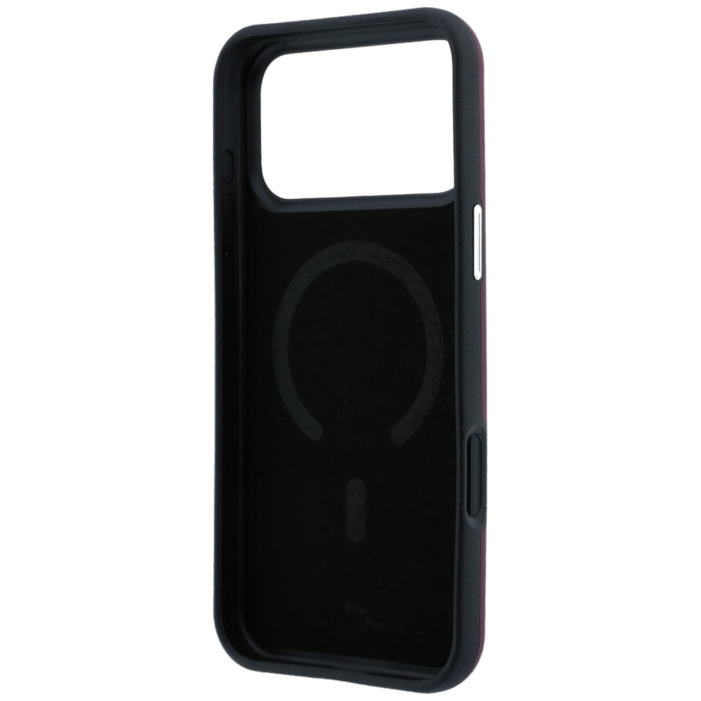 BMW Sign MagSafe-etui med præget, quiltet metal-logo til iPhone 18 Pro Max / 17 Pro Max – burgunder
