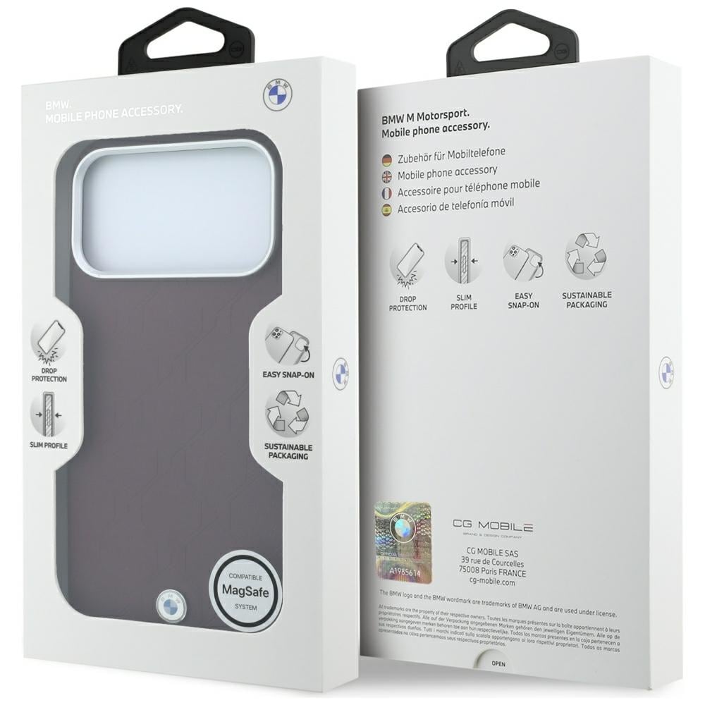 BMW Sign MagSafe-etui med præget, quiltet metal-logo til iPhone 18 Pro Max / 17 Pro Max – burgunder