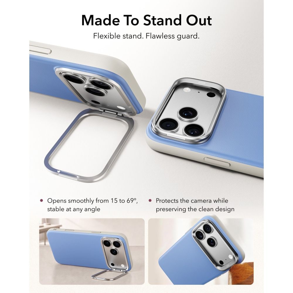ESR Atelier Kickstand MagSafe-etui til iPhone 18 Pro / 17 Pro – Lysblå