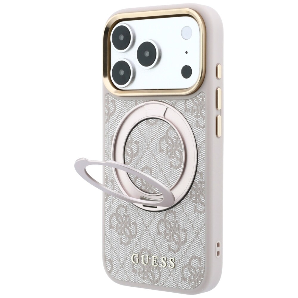 Guess Ring Stand 360 4G Classic Logo MagSafe-etui til iPhone 18 Pro / 17 Pro – lyserød