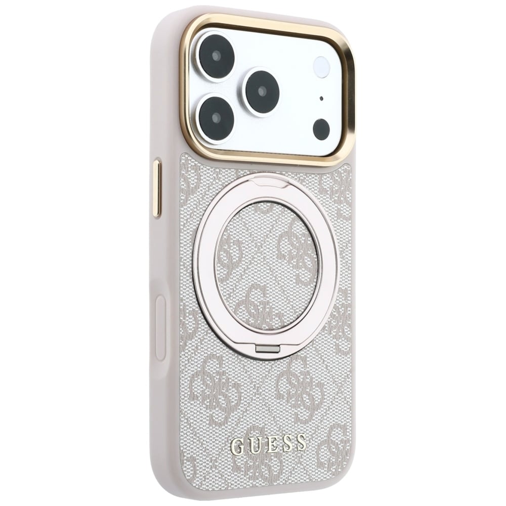 Guess Ring Stand 360 4G Classic Logo MagSafe-etui til iPhone 18 Pro / 17 Pro – lyserød