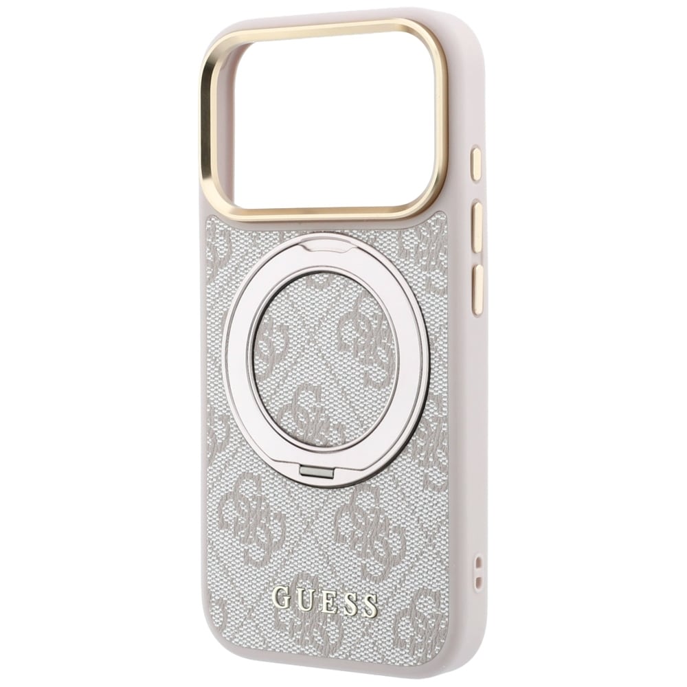 Guess Ring Stand 360 4G Classic Logo MagSafe-etui til iPhone 18 Pro / 17 Pro – lyserød