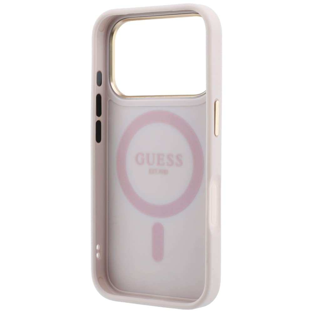 Guess Ring Stand 360 4G Classic Logo MagSafe-etui til iPhone 18 Pro / 17 Pro – lyserød