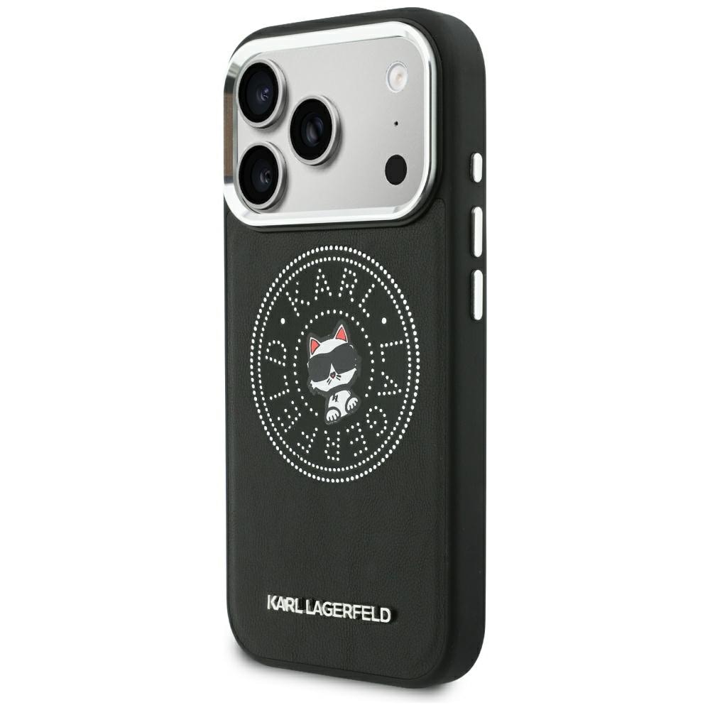 Karl Lagerfeld Point & Choupette-skitse MagSafe-etui til iPhone 18 Pro / 17 Pro – Sort