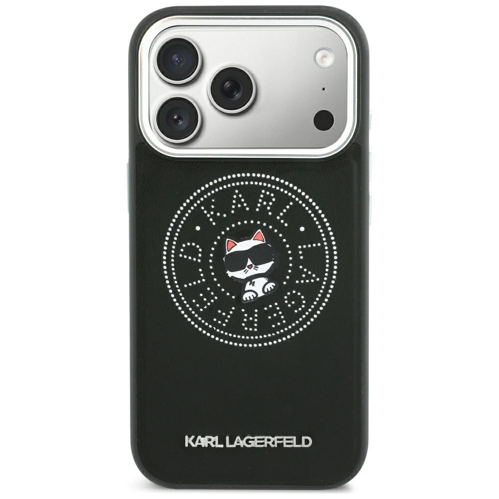 Karl Lagerfeld Point & Choupette-skitse MagSafe-etui til iPhone 18 Pro / 17 Pro – Sort