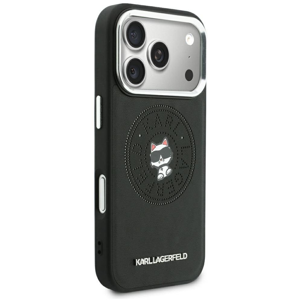 Karl Lagerfeld Point & Choupette-skitse MagSafe-etui til iPhone 18 Pro / 17 Pro – Sort