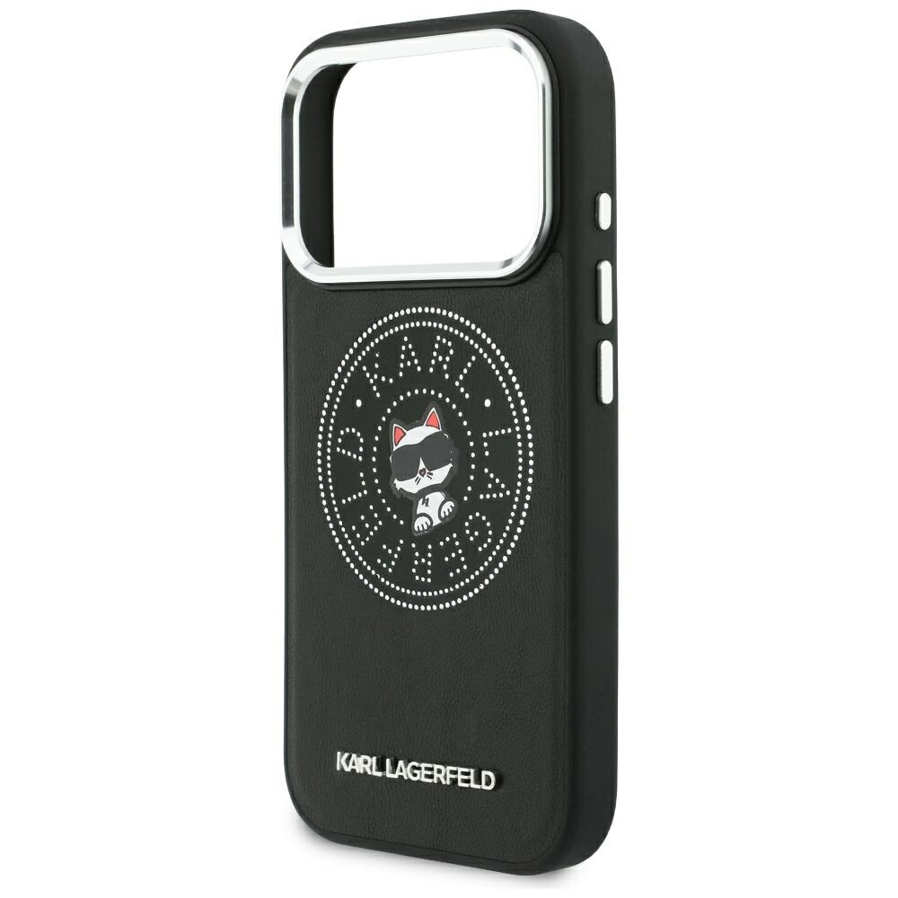 Karl Lagerfeld Point & Choupette-skitse MagSafe-etui til iPhone 18 Pro / 17 Pro – Sort