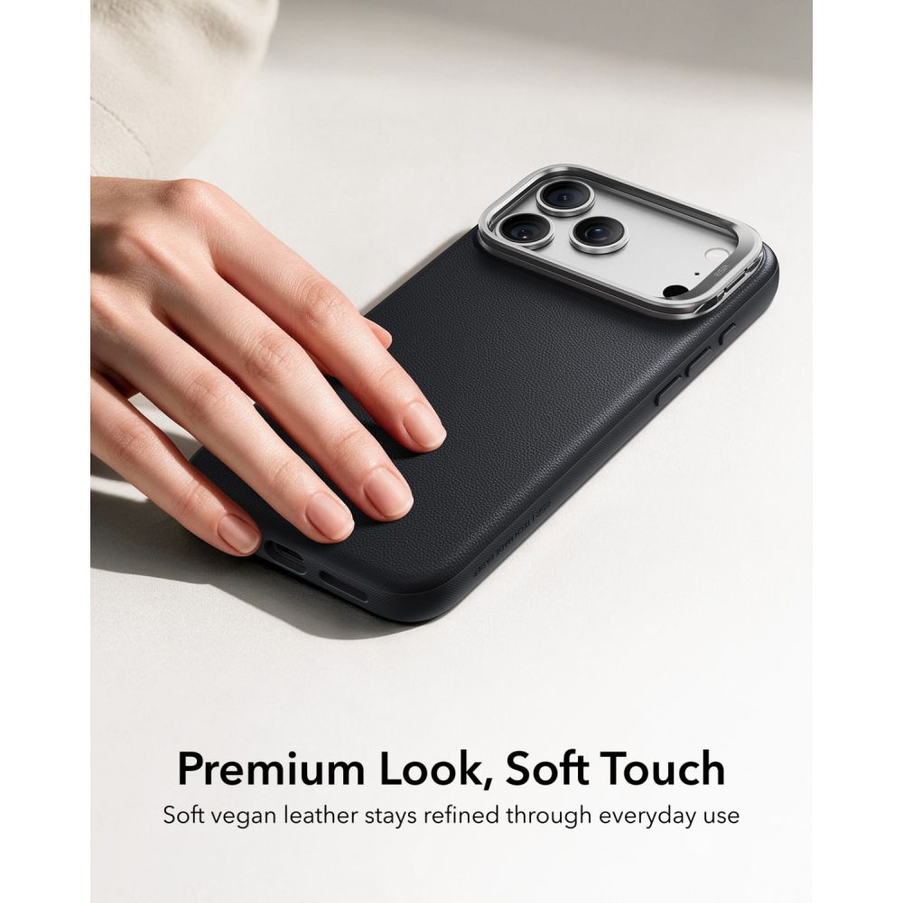 ESR læderetui med støttefod og MagSafe til iPhone 18 Pro / 17 Pro – Sort