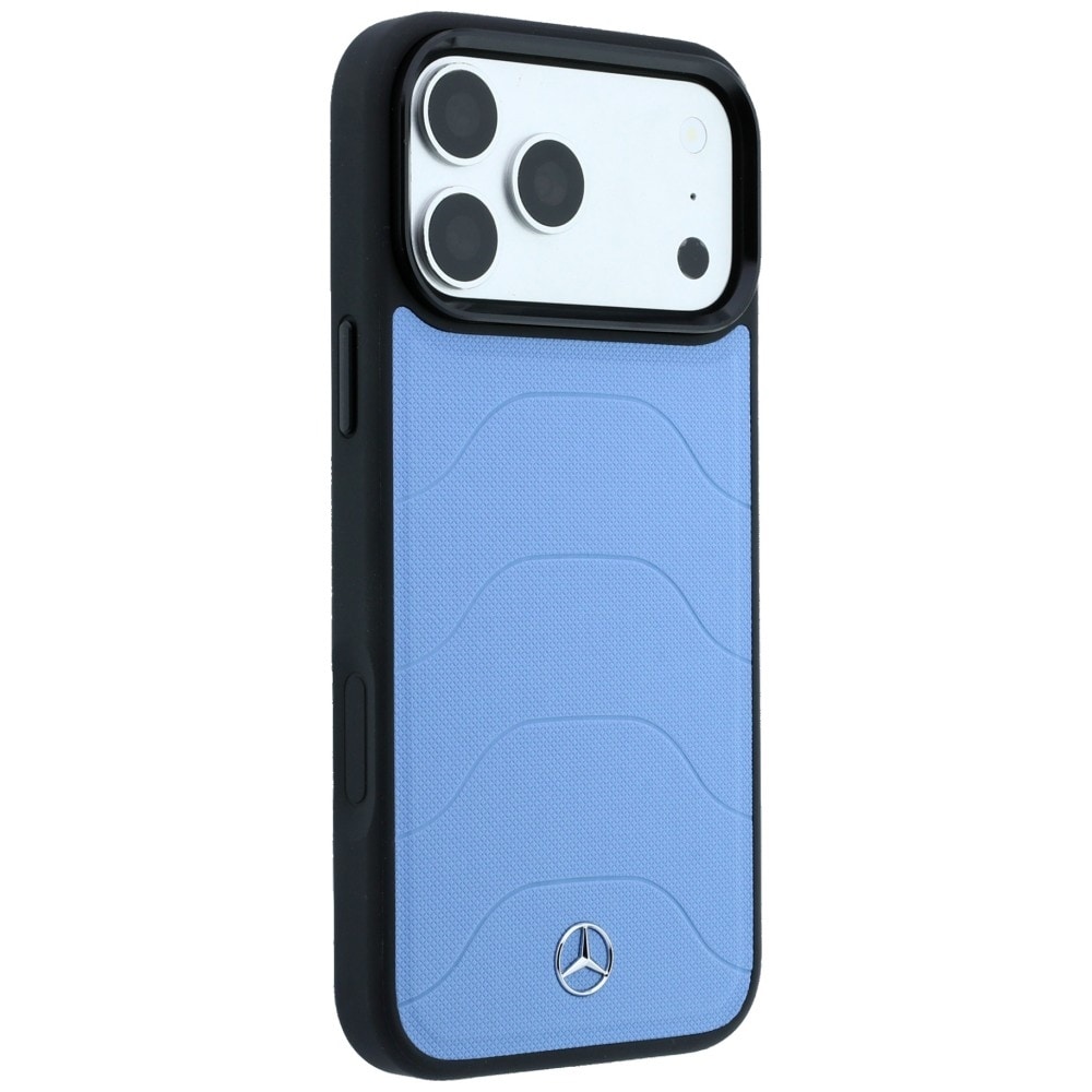 Mercedes læder-mesh-etui med sløjfe og MagSafe til iPhone 18 Pro / 17 Pro – Blå