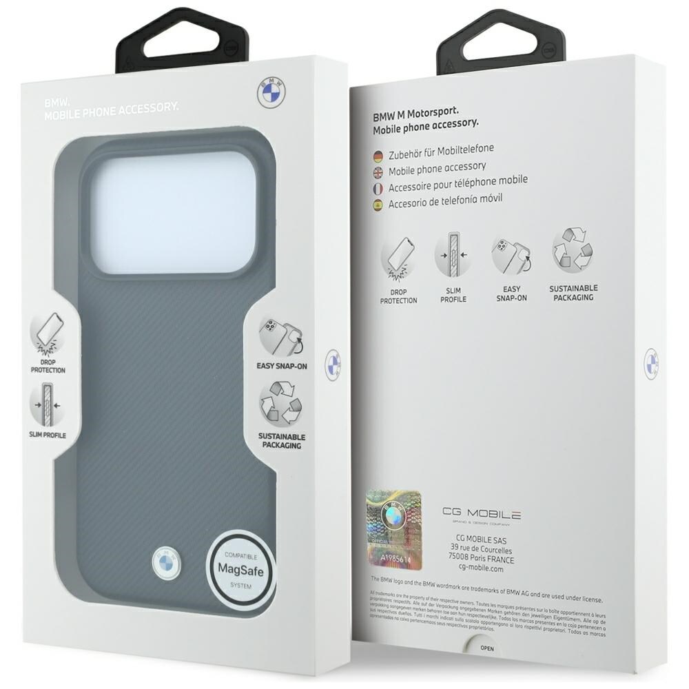 BMW Sign Kevlar-metal-logo MagSafe-etui til iPhone 18 Pro Max / 17 Pro Max – mørkegrå