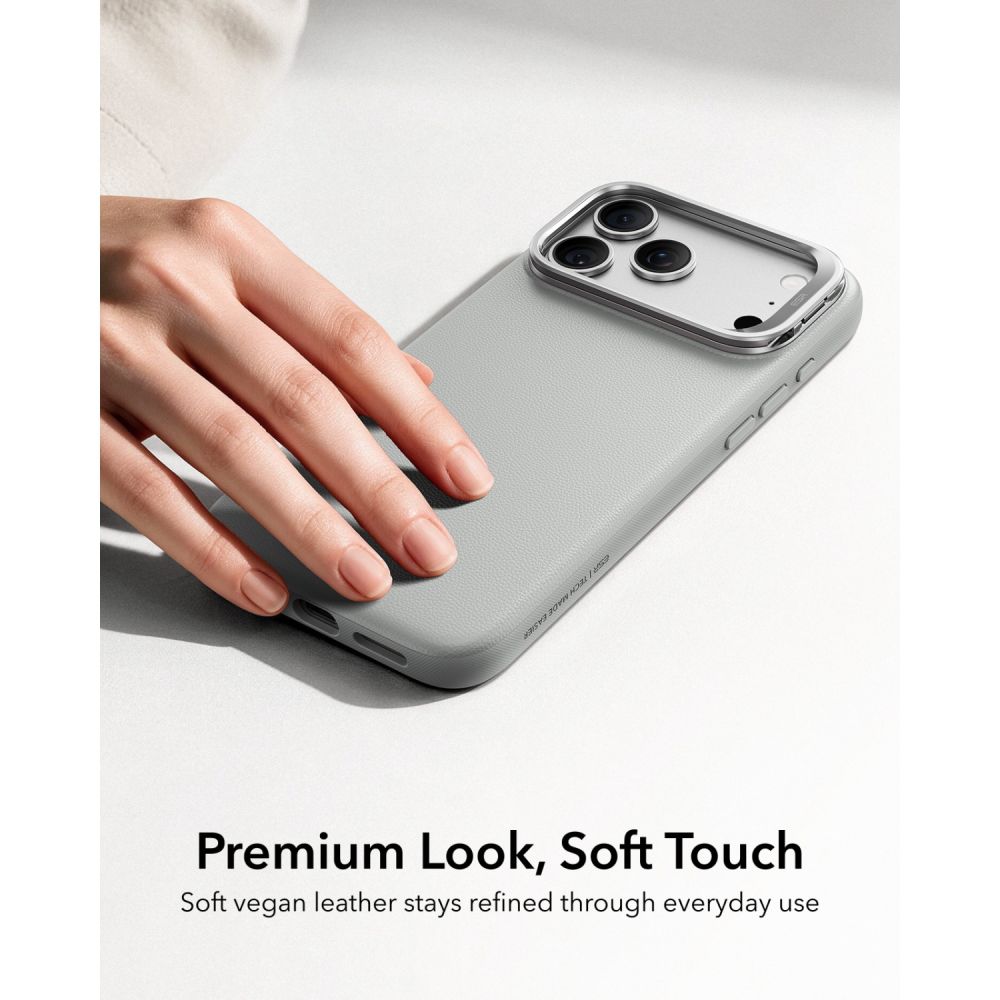 ESR læderetui med støttefod og MagSafe til iPhone 18 Pro Max / 17 Pro Max – grå