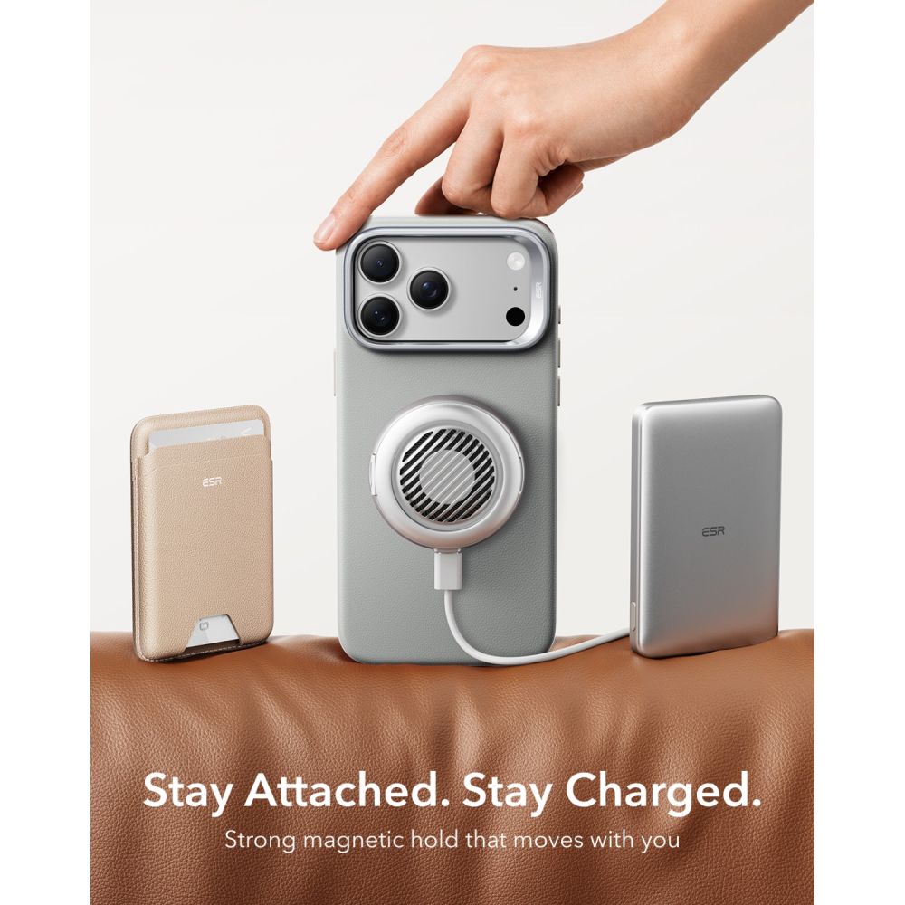 ESR læderetui med støttefod og MagSafe til iPhone 18 Pro Max / 17 Pro Max – grå