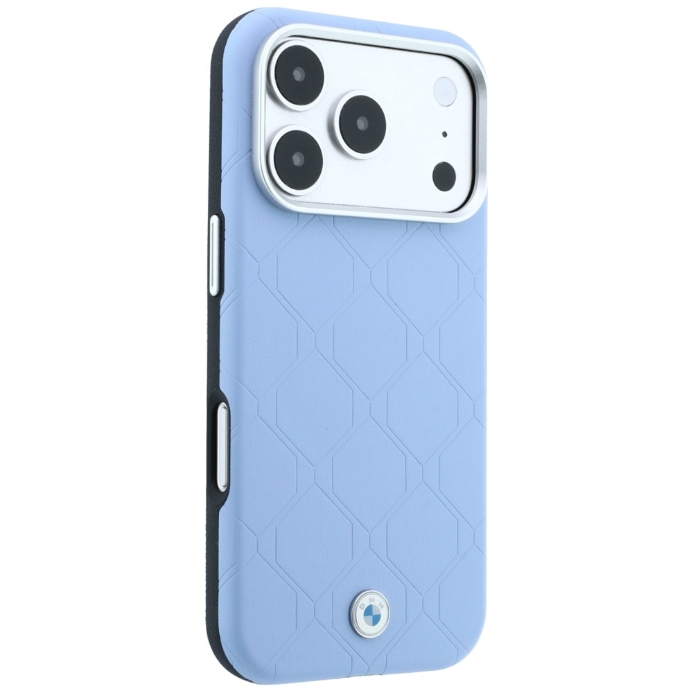 BMW Sign MagSafe-etui med præget, quiltet metal-logo til iPhone 18 Pro Max / 17 Pro Max – Blå