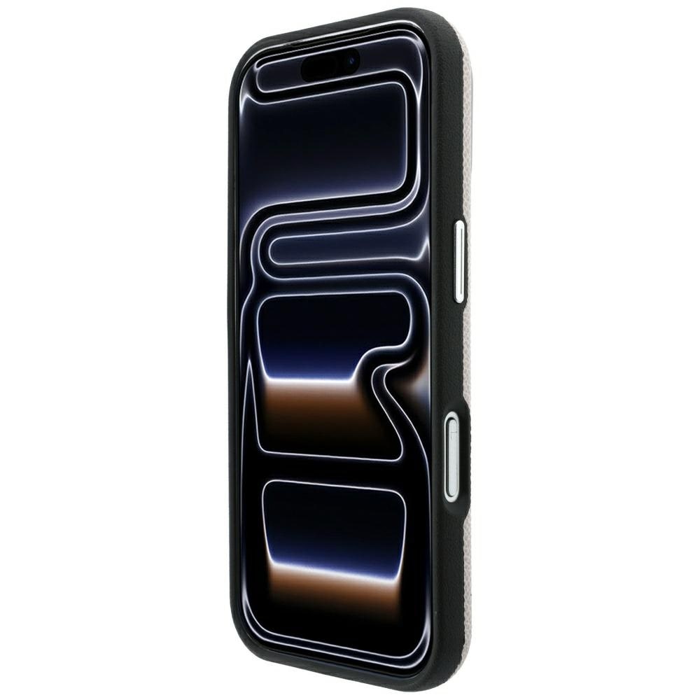 Karl Lagerfeld ring m/strukturpræget overflade & MagSafe-etui m/Kameo-logo iPhone 18/17 Pro – beige