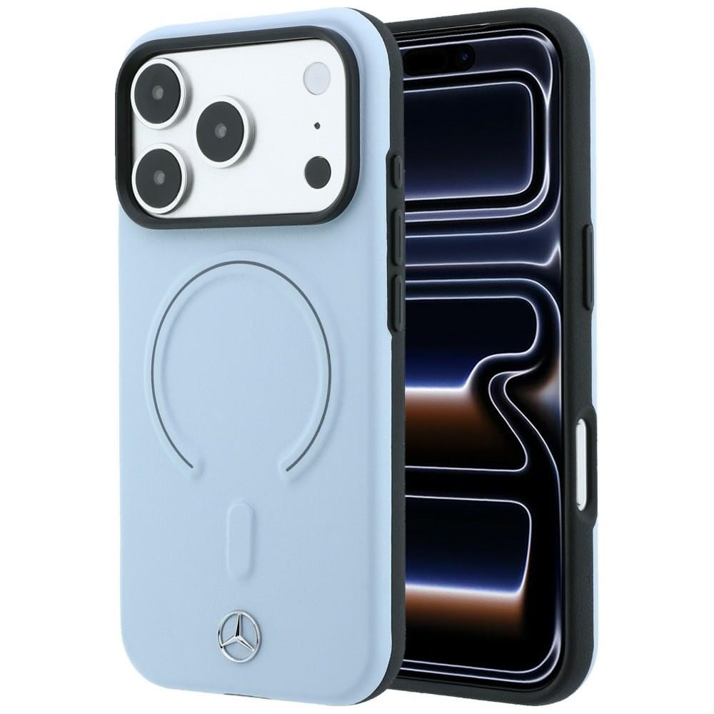 Mercedes 3D MagSafe-etui i læder til iPhone 18 Pro / 17 Pro – Blå