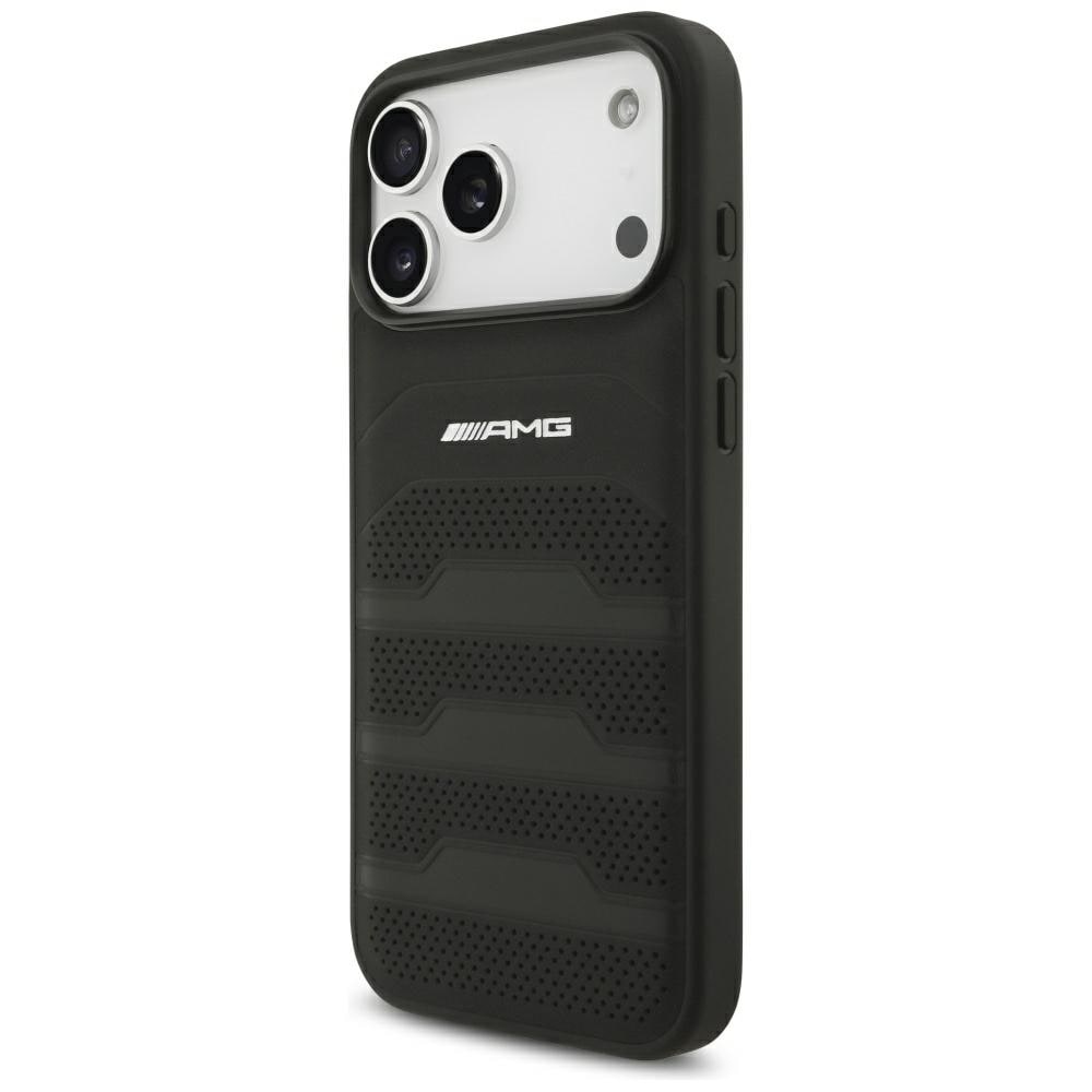 Mercedes AMG læderetui med præget logo til iPhone 18 Pro Max / 17 Pro Max – Sort
