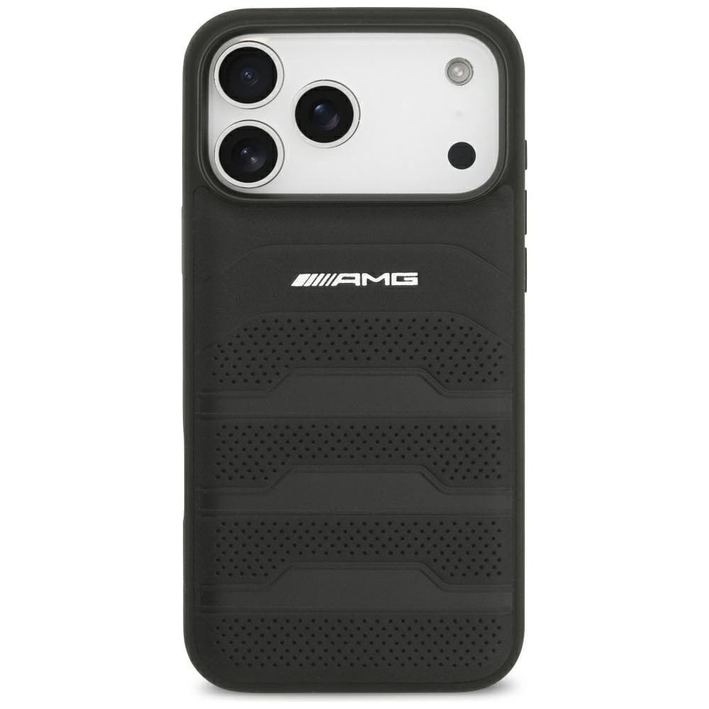 Mercedes AMG læderetui med præget logo til iPhone 18 Pro Max / 17 Pro Max – Sort