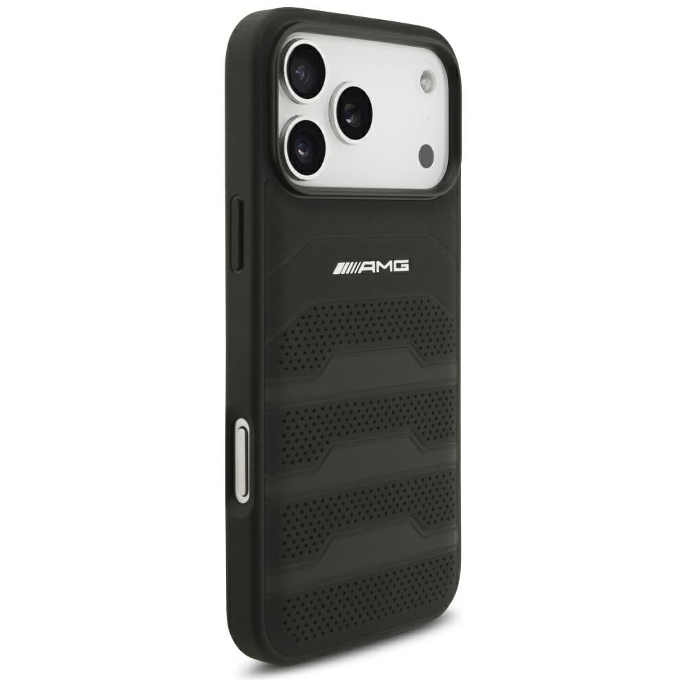 Mercedes AMG læderetui med præget logo til iPhone 18 Pro Max / 17 Pro Max – Sort