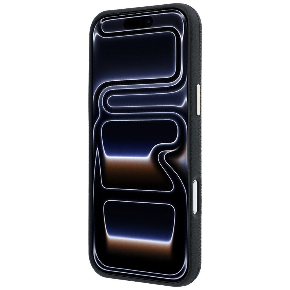 Guess MagSafe-etui m. struktureret overflade, runde strass-sten & logo til iPhone 18/17 Pro – Sort