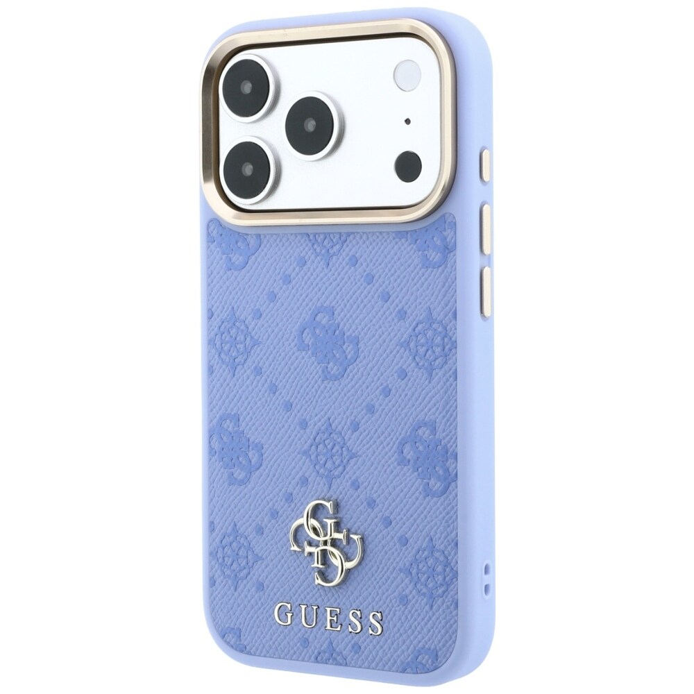 Guess Peony 4G MagSafe-fodral med litet logo för iPhone 18 Pro / 17 Pro – ljusblått